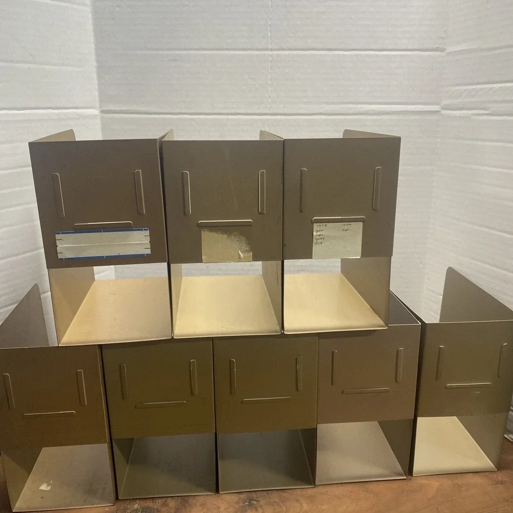 Lot 8 Vintage Gaylord Steel Metal Magazine File Holder Tan Beige Industrial